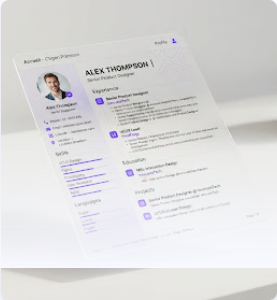 Minimalist resume template printed on paper
